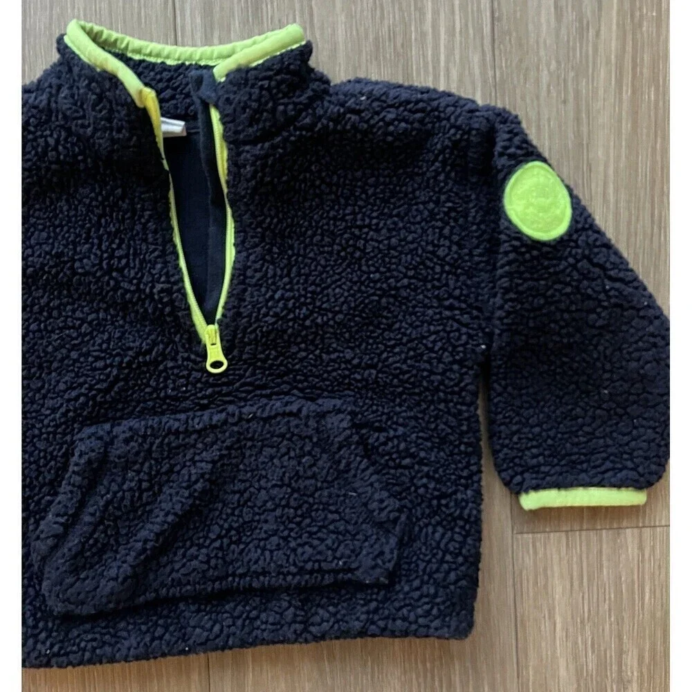 Baby GAP Sherpa Quarter Snap Sweatshirt Pullover Size 18-24 Months Navy Blue